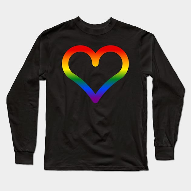 Outlined Rainbow LGBT Heart Long Sleeve T-Shirt by kallyfactory